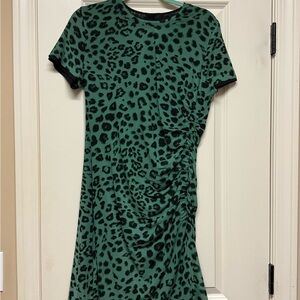 CAbi Green Animal Print Midi Dress